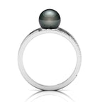 Tahitian Pearl Diamond 925 Silver Dual Shank Ring