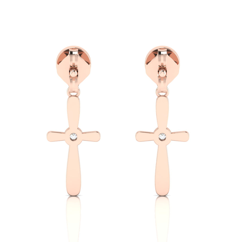 Cross Rose Gold Plated Drops & Danglers Blue Sapphire Earrings