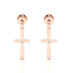 Cross Rose Gold Plated Drops & Danglers Blue Sapphire Earrings