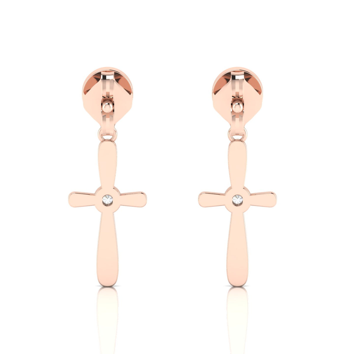Cross Rose Gold Plated Drops & Danglers Blue Sapphire Earrings