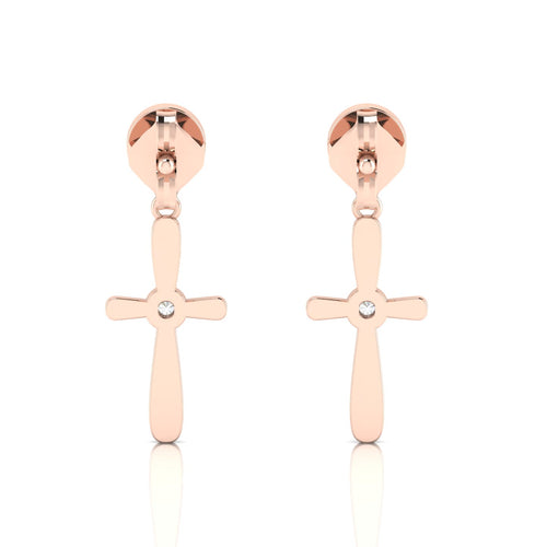 Cross Rose Gold Plated Drops & Danglers Blue Sapphire Earrings
