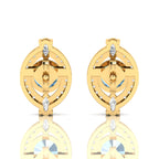 Blue Sapphire & Diamond Cluster Gold Plated Studs Earrings