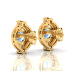 Blue Sapphire & Diamond Cluster Gold Plated Studs Earrings