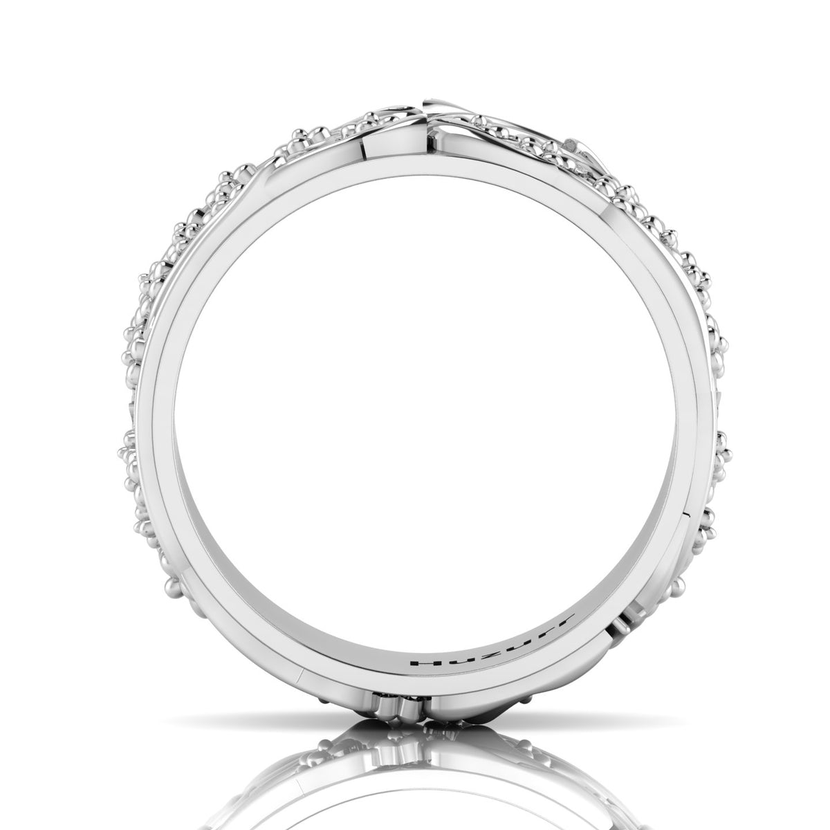Stylish Flower Two Tone Sterling Silver Band Ring