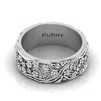 Stylish Flower Two Tone Sterling Silver Band Ring