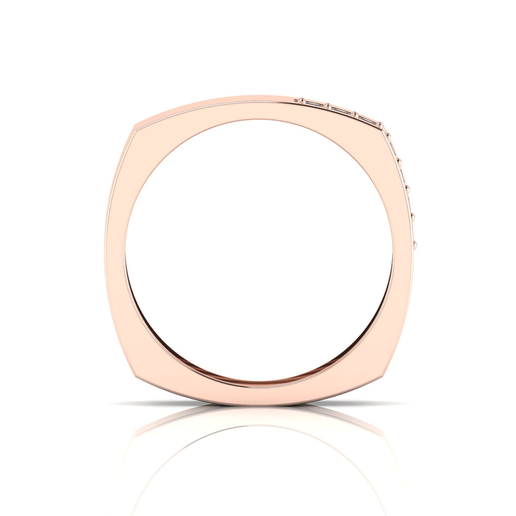 Round Black Diamond Square Rose Gold Plated Band Ring