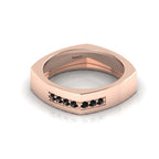 Round Black Diamond Square Rose Gold Plated Band Ring