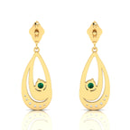 Round Emerald Gold Plated Dangle Drop Earrings
