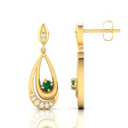 Round Emerald Gold Plated Dangle Drop Earrings