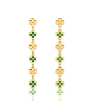 Gold Plated Clover Drops & Danglers Emerald Earrings