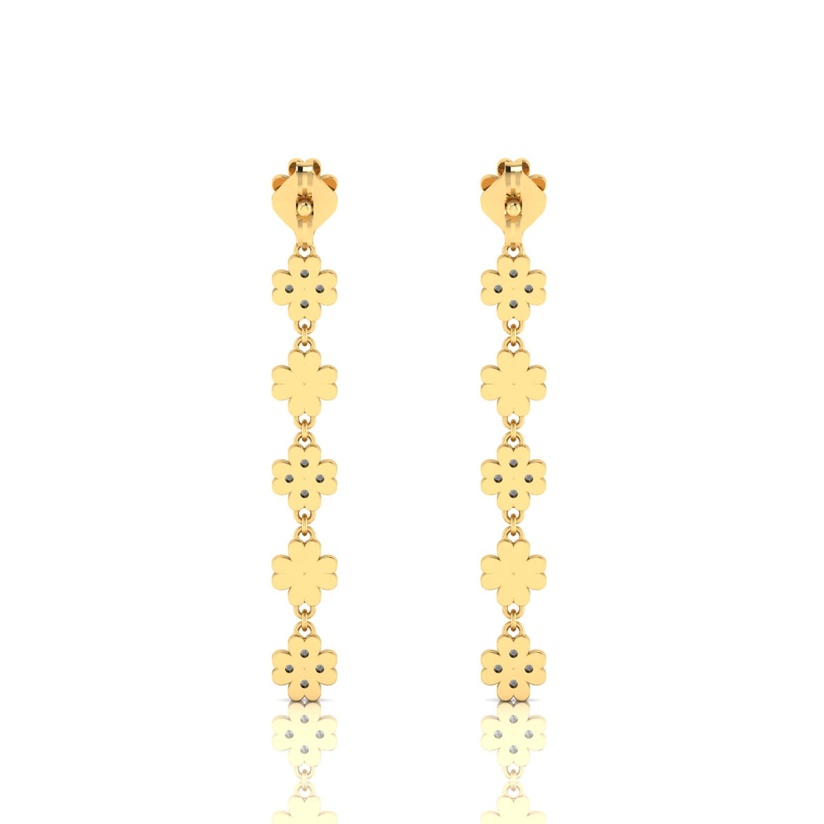 Gold Plated Clover Drops & Danglers Emerald Earrings