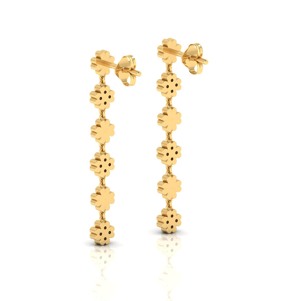 Gold Plated Clover Drops & Danglers Emerald Earrings