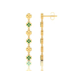 Gold Plated Clover Drops & Danglers Emerald Earrings