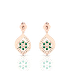Classic Flower Drop Rose Gold Plated Emerald Earrings