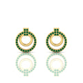 Gold Plated Emerald Open Circle Stud Earrings