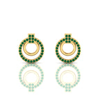 Gold Plated Emerald Open Circle Stud Earrings