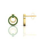 Gold Plated Emerald Open Circle Stud Earrings