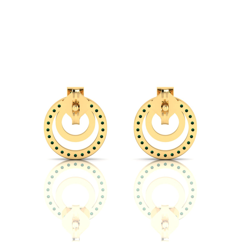 Gold Plated Emerald Open Circle Stud Earrings