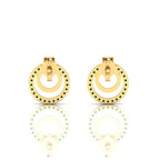 Gold Plated Emerald Open Circle Stud Earrings