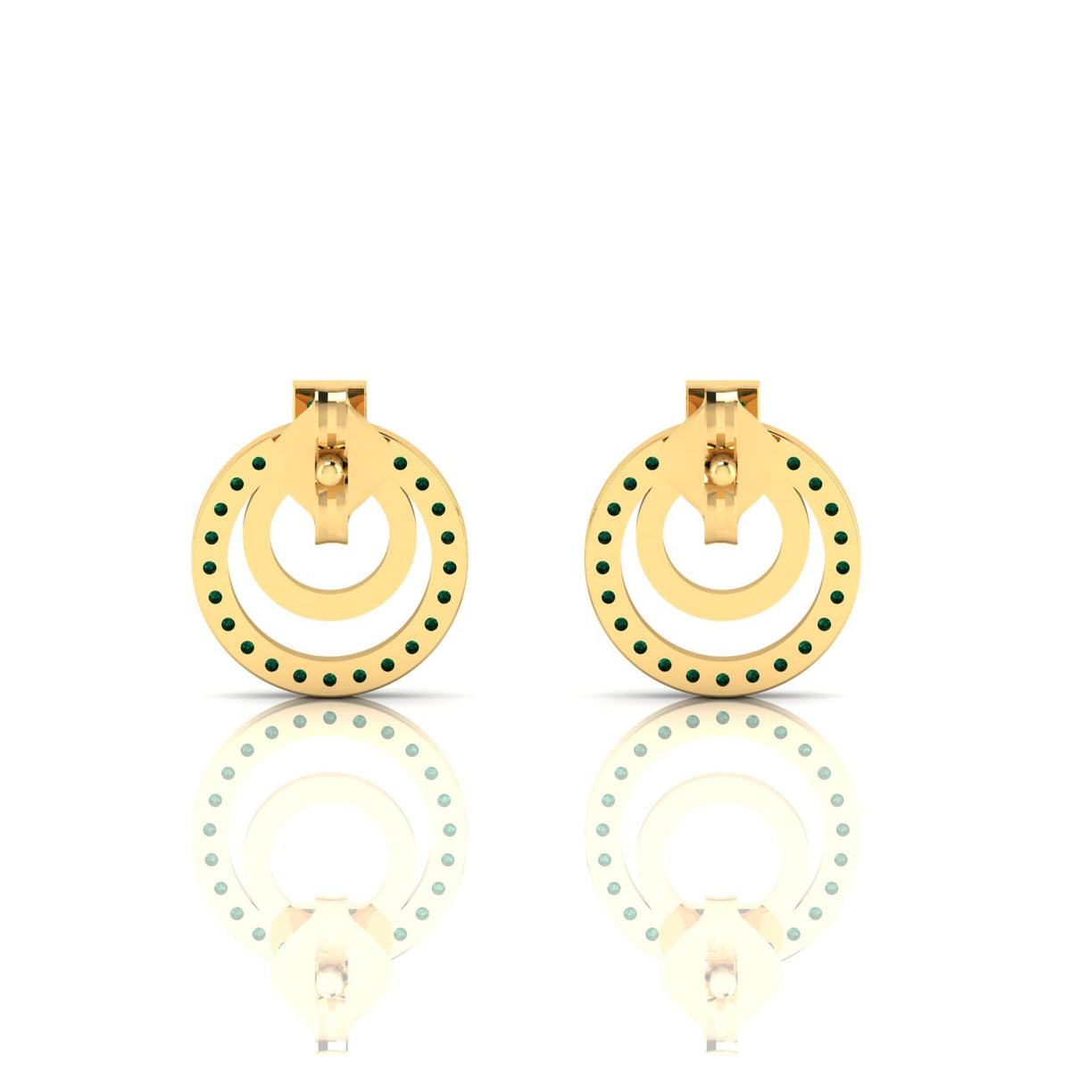Gold Plated Emerald Open Circle Stud Earrings