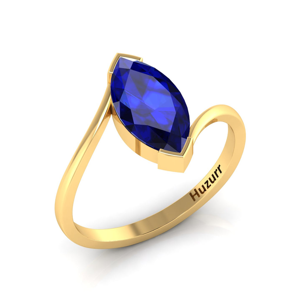 Marquise Cut Lab Created Diamond Gold Plated Bypass Solitaire Ring