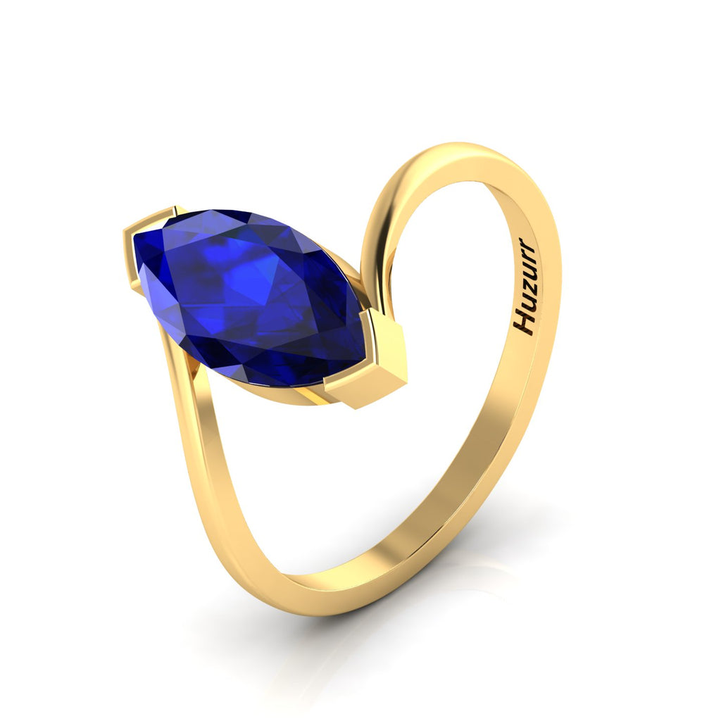 Marquise Cut Lab Created Diamond Gold Plated Bypass Solitaire Ring