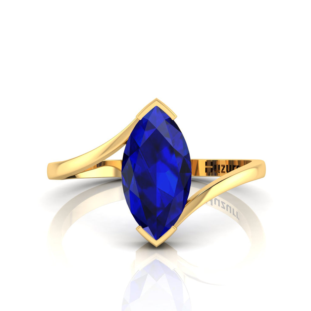 Marquise Cut Lab Created Diamond Gold Plated Bypass Solitaire Ring