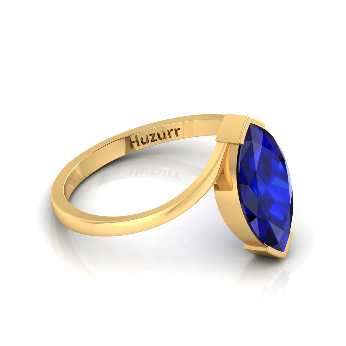 Marquise Cut Lab Created Diamond Gold Plated Bypass Solitaire Ring