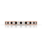 White And Black Diamond Eternity Rose Gold Plated Band Ring