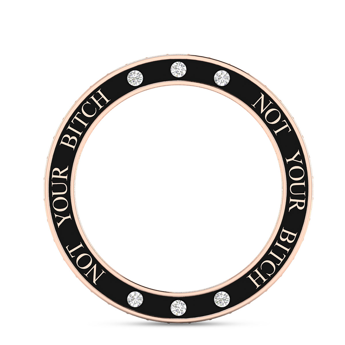 White And Black Diamond Eternity Rose Gold Plated Band Ring