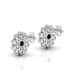 Sterling Silver Floral Studs Opal & Diamond Earrings