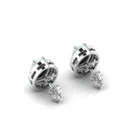 Oval Opal & Diamond Halo Stud Sterling Silver Earrings