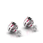 Pear-Cut Ruby & Diamond Halo Stud Sterling Silver Earrings