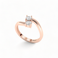 Two Sparkling Diamond Rose Gold Plated Ring