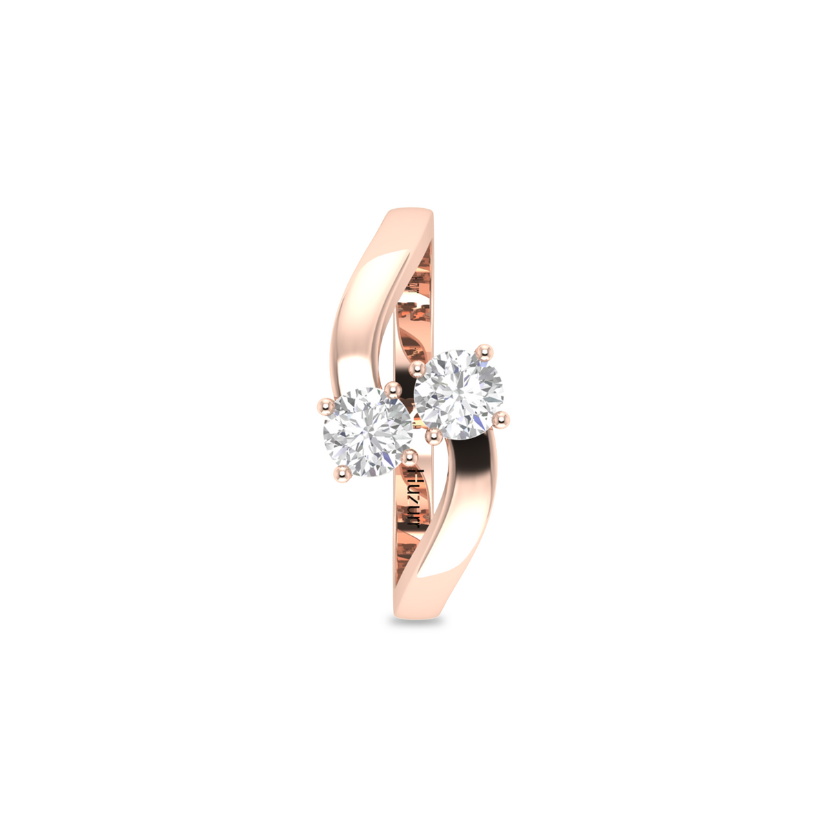 Two Sparkling Diamond Rose Gold Plated Ring