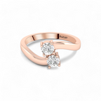 Two Sparkling Diamond Rose Gold Plated Ring