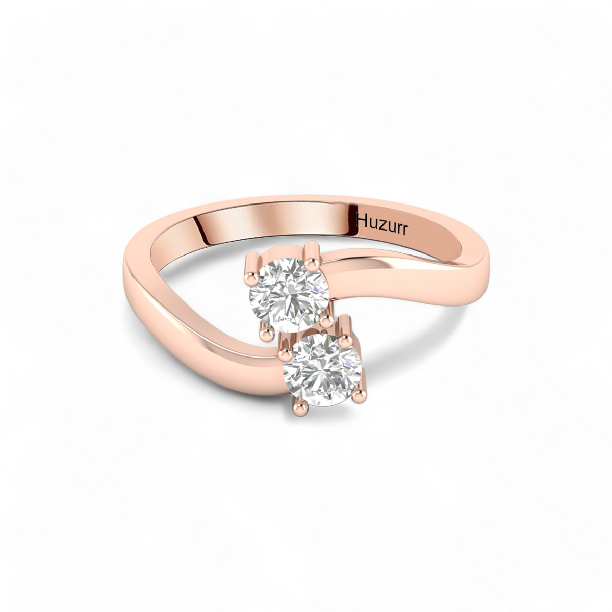 Two Sparkling Diamond Rose Gold Plated Ring