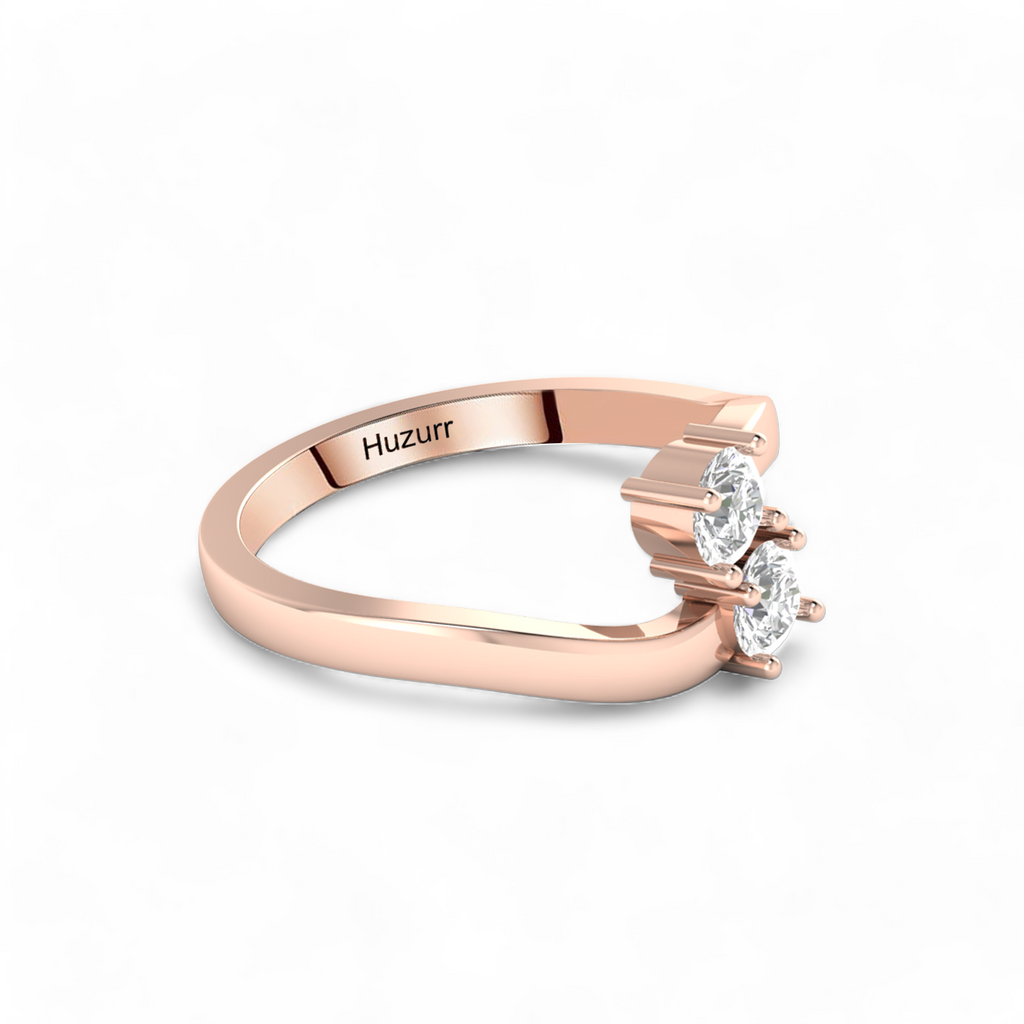 Two Sparkling Diamond Rose Gold Plated Ring