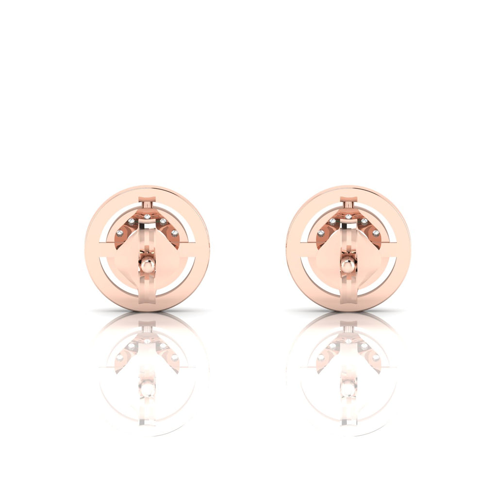 Rose Gold Plated Halo Stud Round Emerald Earrings