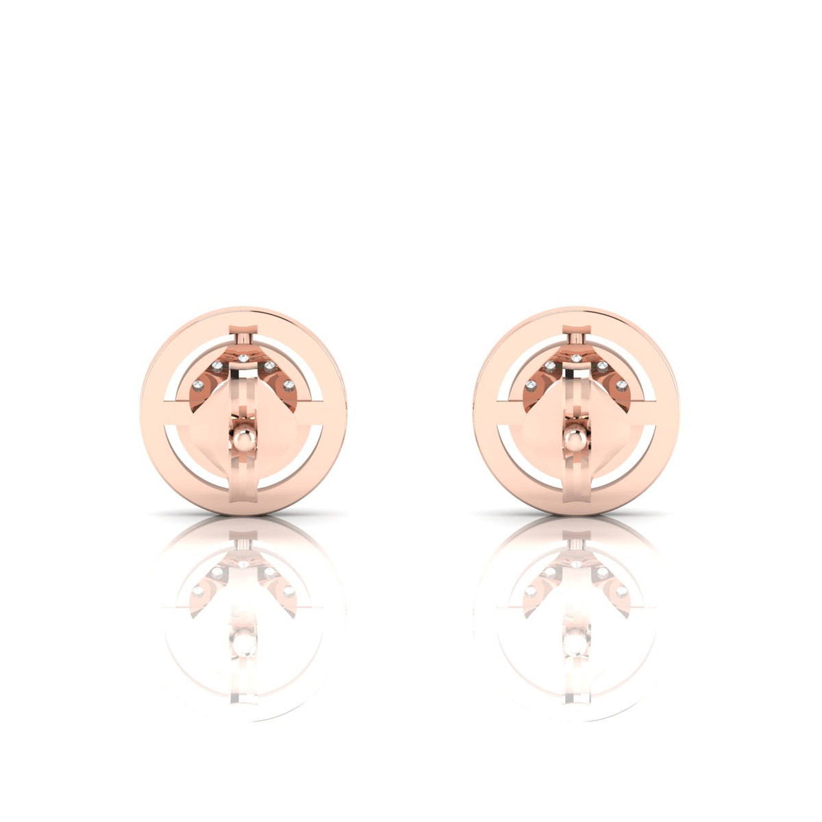 Rose Gold Plated Halo Stud Round Emerald Earrings