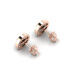 Rose Gold Plated Halo Stud Round Emerald Earrings