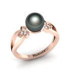 Tahitian Pearl Diamond Rose Gold Plated Ring