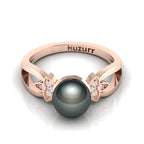 Tahitian Pearl Diamond Rose Gold Plated Ring