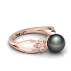 Tahitian Pearl Diamond Rose Gold Plated Ring