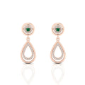 Rose Gold Plated Teardrop Dangle Emerald Earrings