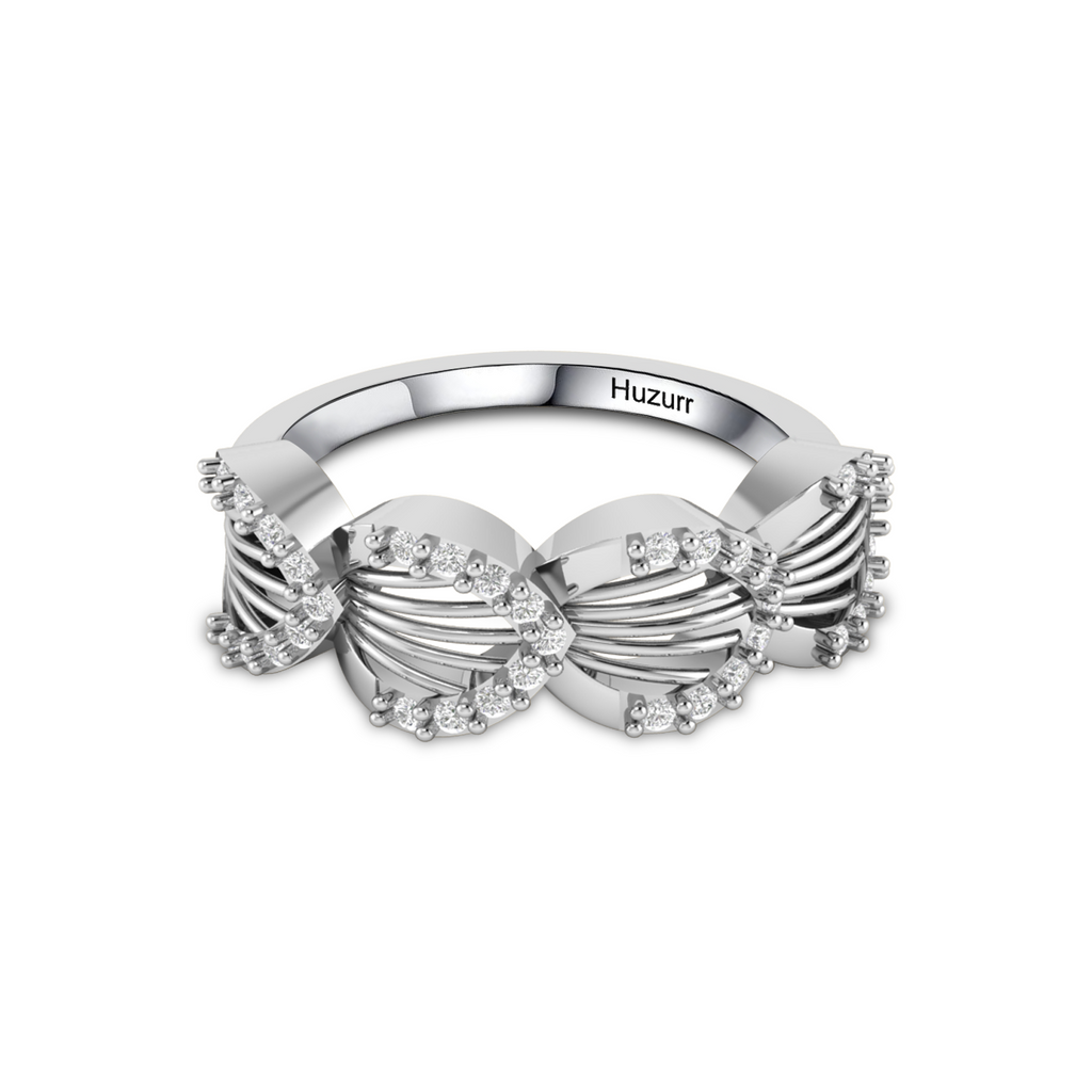 925 Silver Sparkling Shimmering Feather Diamond Ring