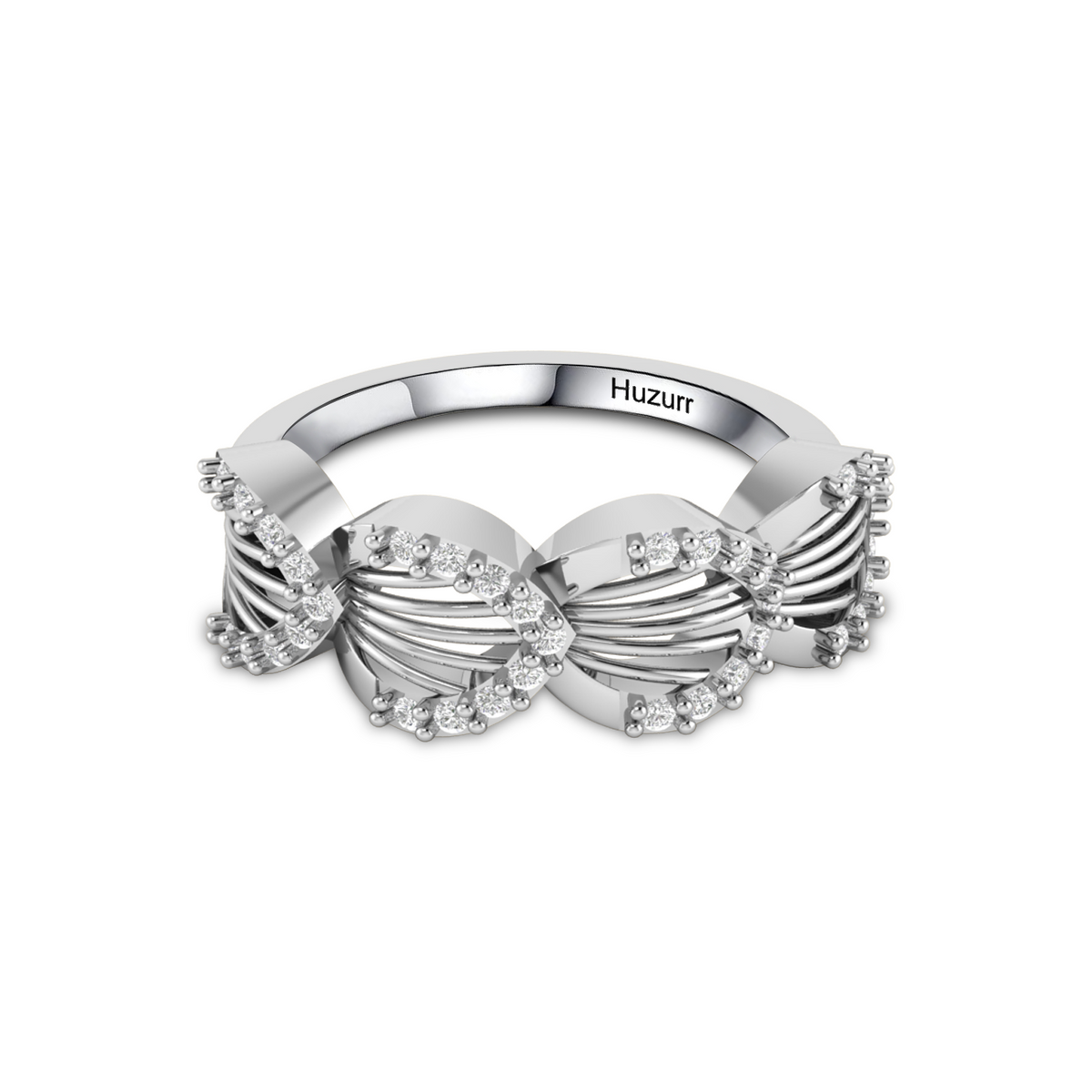 925 Silver Sparkling Shimmering Feather Diamond Ring