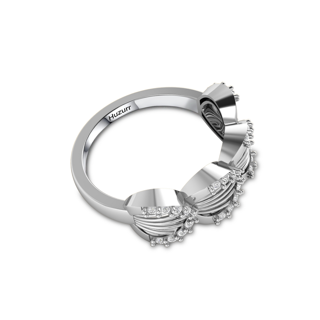 925 Silver Sparkling Shimmering Feather Diamond Ring