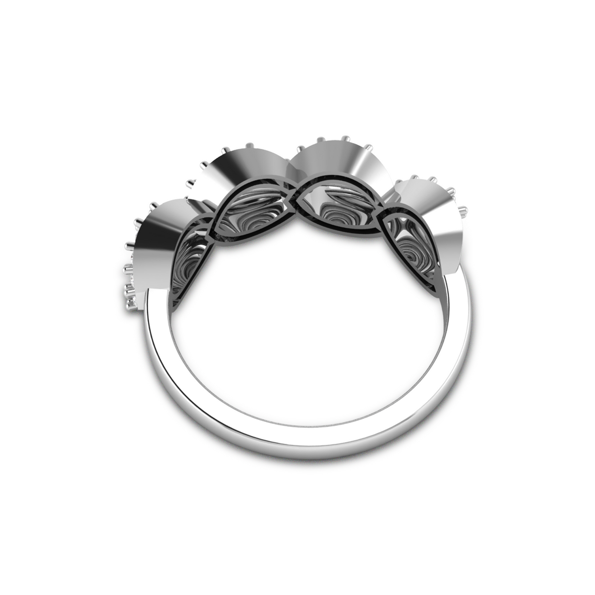 925 Silver Sparkling Shimmering Feather Diamond Ring
