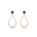 Rose Gold Plated Open Teardrop Emerald Earrings